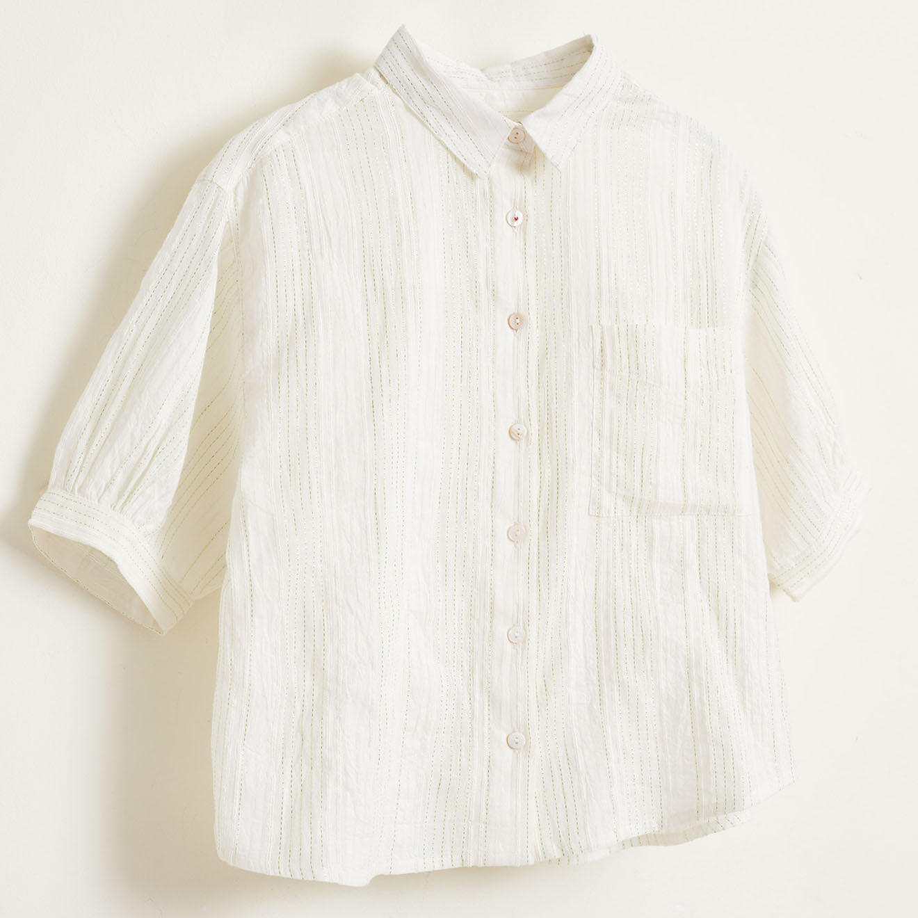 Bellerose Chemise Ave en Coton à fines rayures blanche