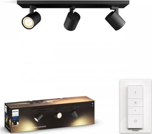 Philips Hue White ambiance Runner - Spotlys - LED-spot lyspære x 3 - GU10 - total: 15 W (tilsvarende 150 W) - varmt til køligt hvidt lys - 2200-6500 K - tredobbelt - sort
