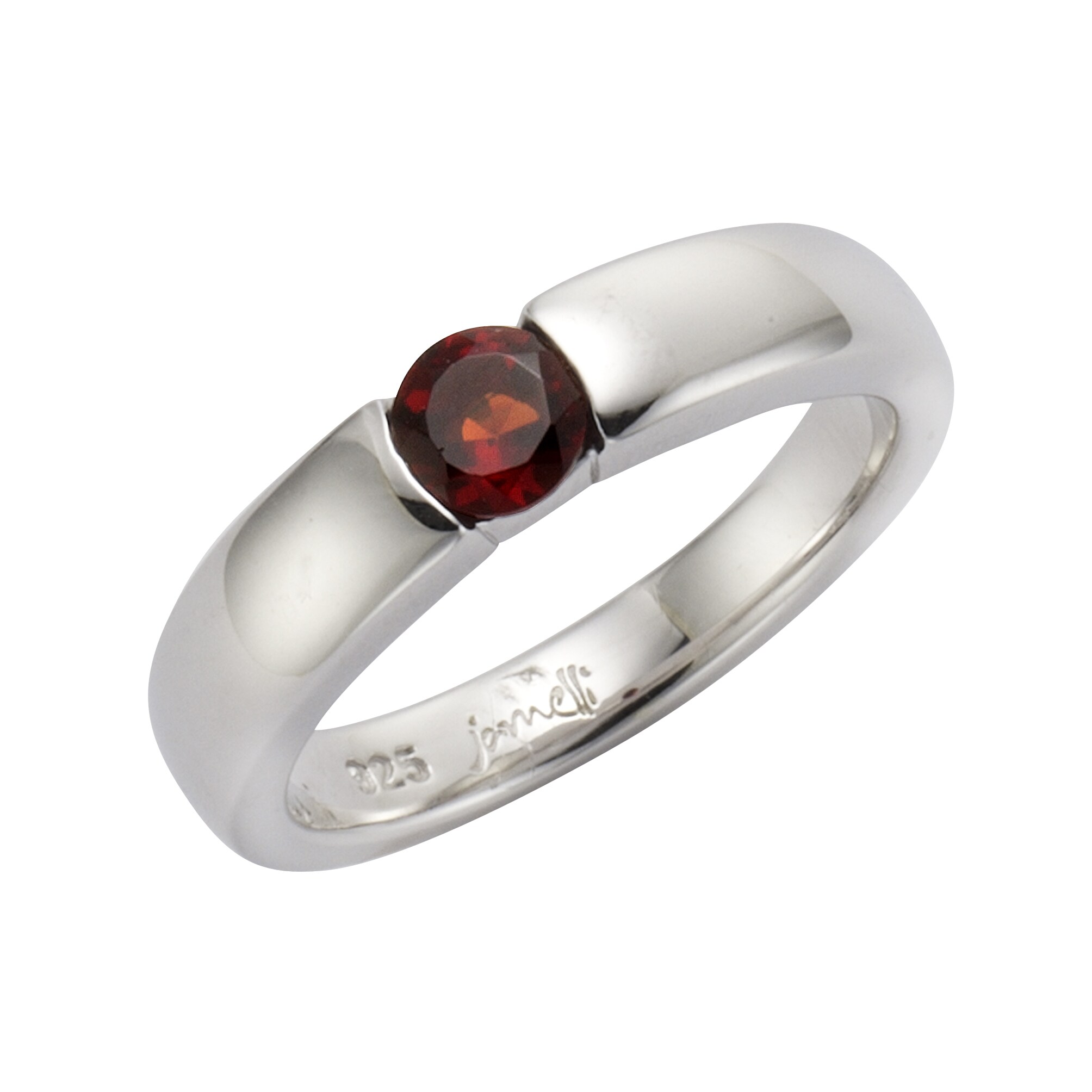 Jamelli Ring Silber 925 rhodiniert mit echtem Granat