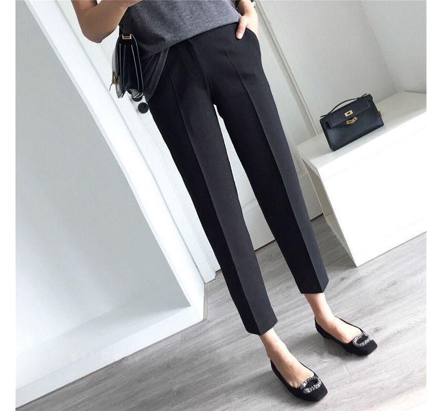 Happo - Hoge taille effen cropped taps toelopende pantalon