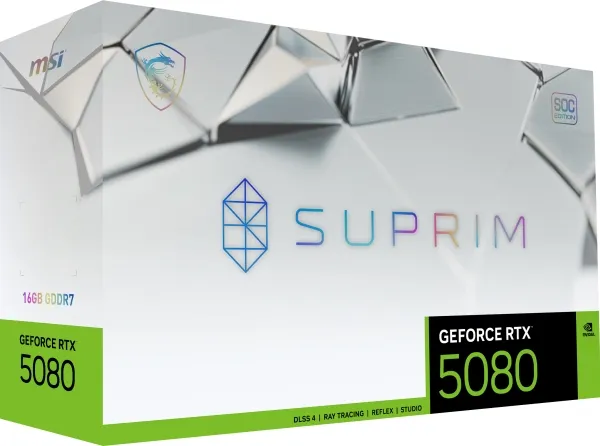 MSI GeForce RTX 5080 16G SUPRIM SOC - Grafikkort - GeForce RTX 5080 - 16 GB GDDR7 - PCIe 5.0 x16 - 3 x DisplayPort, HDMI