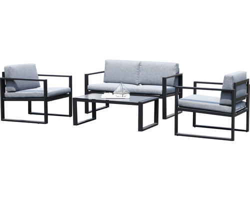 Garden Place Alice 4-zits tuinmeubelset bestaande uit: zwarte aluminium tafel