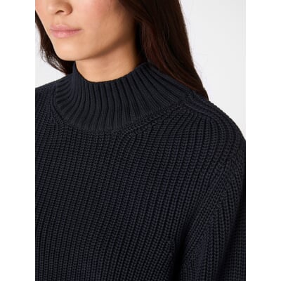 Damen-Grobstrickpullover, Dunkelblau