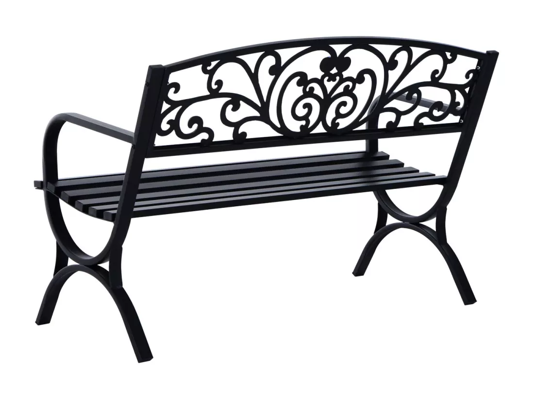 Banc de jardin 3 places dim. 127 x 60 x 85 cm max 250 Kg acier fonte noir