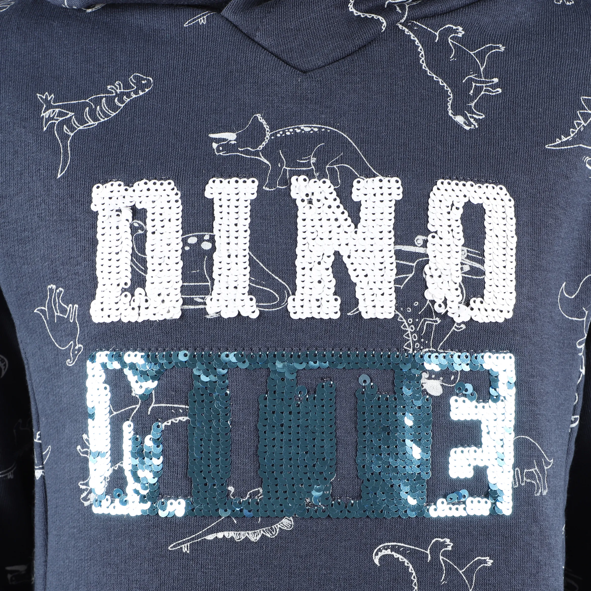 Jungen Hoodie mit Paillettenprint und Dinodruck