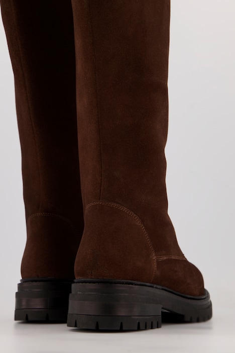 Lederstiefel, Schnürung, Reißverschluss, Weite H, XL Schaft