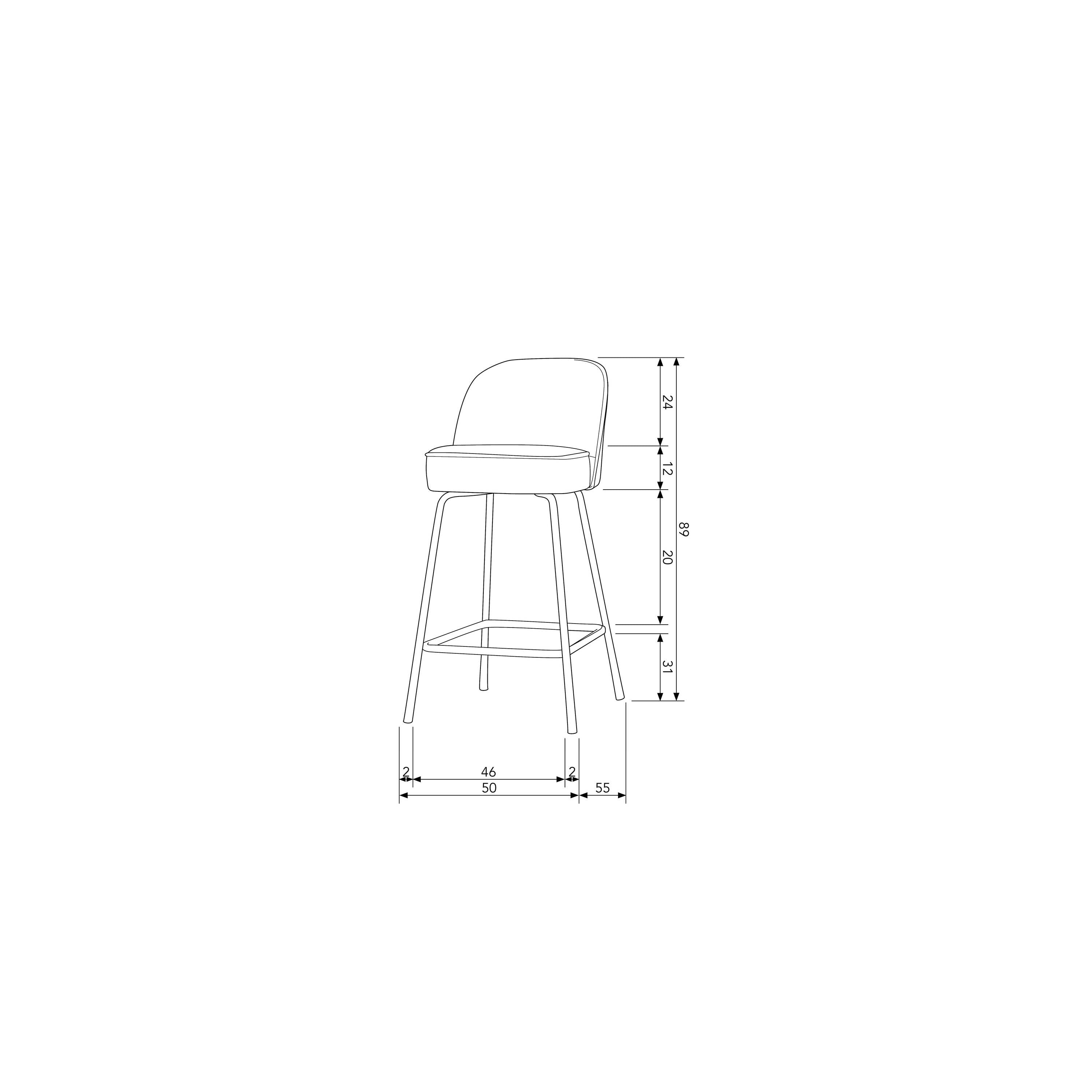 WOOOD Vogue Barkruk H 89 cm - Polyester - Honey Yellow