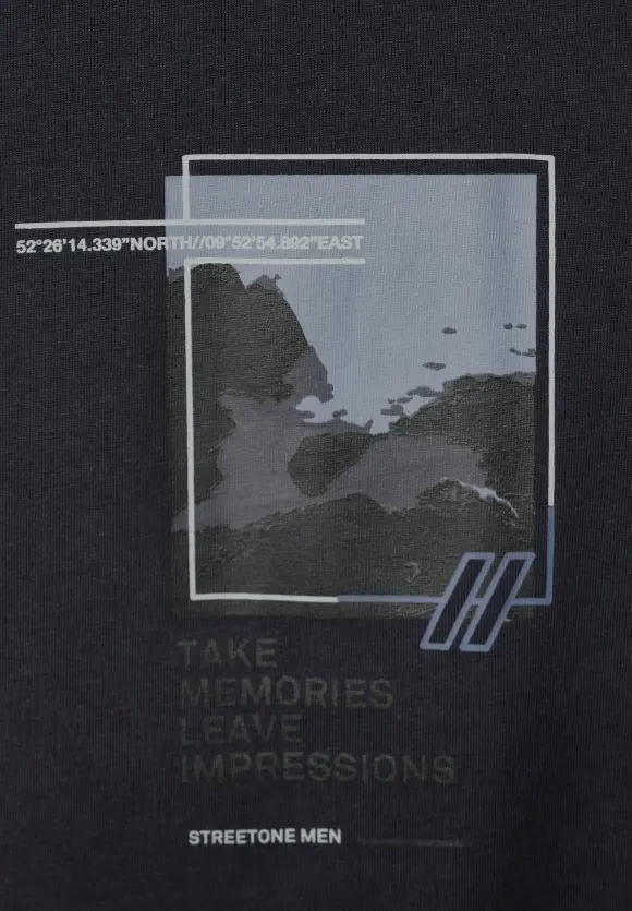 T-Shirt mit Brustprint - deep blue
