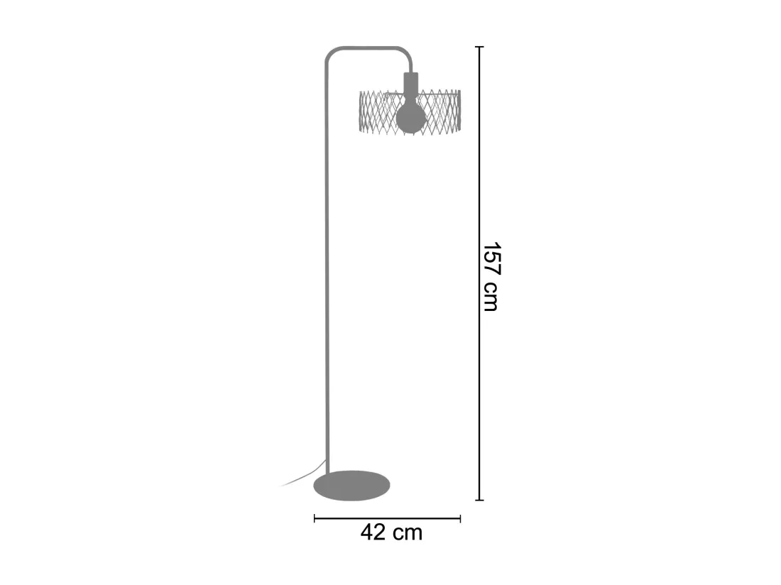 Lampadaire métal abat-jour ivoire 157 cm.