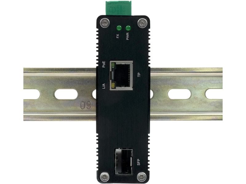 Exsys Medienkonverter EX-60340, 60W, SFP, mit PoE PoE  Medienkonverter 10/100/1000Base-T zu SFP