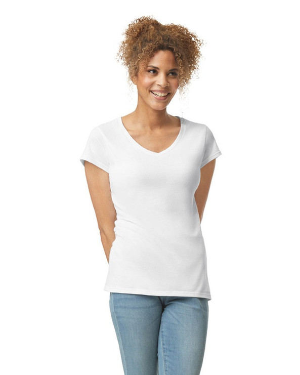 Gildan GI64V00L - T-shirt Femme Col V en Coton Doux