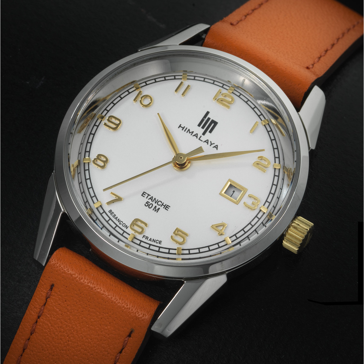 Montre LIP Himalayafemme acier bracelet cuir orange