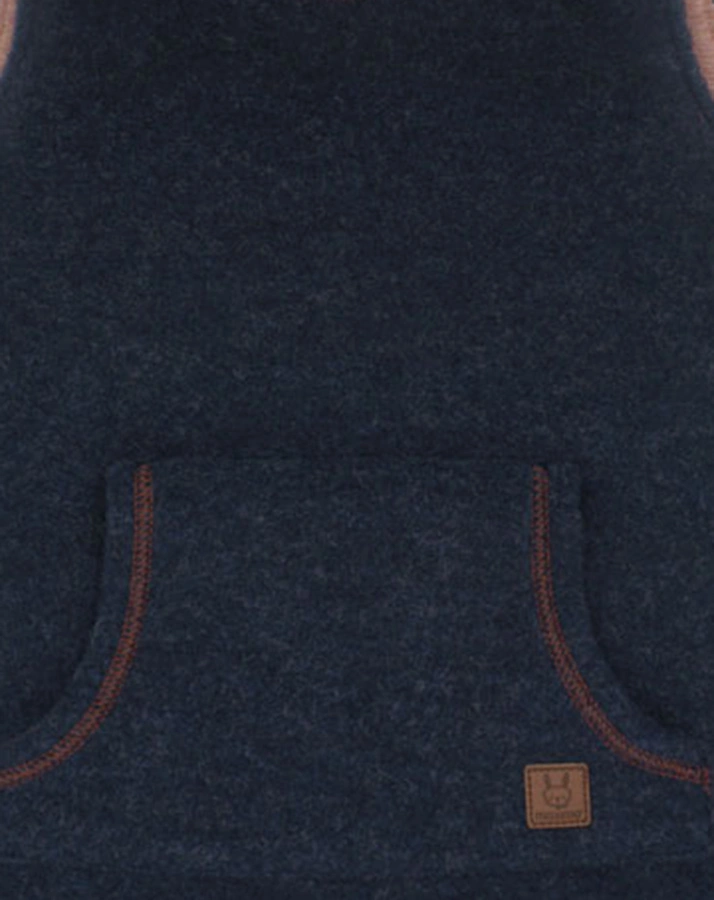 Wollfleece-Kleid MINI in navy/bombay brown