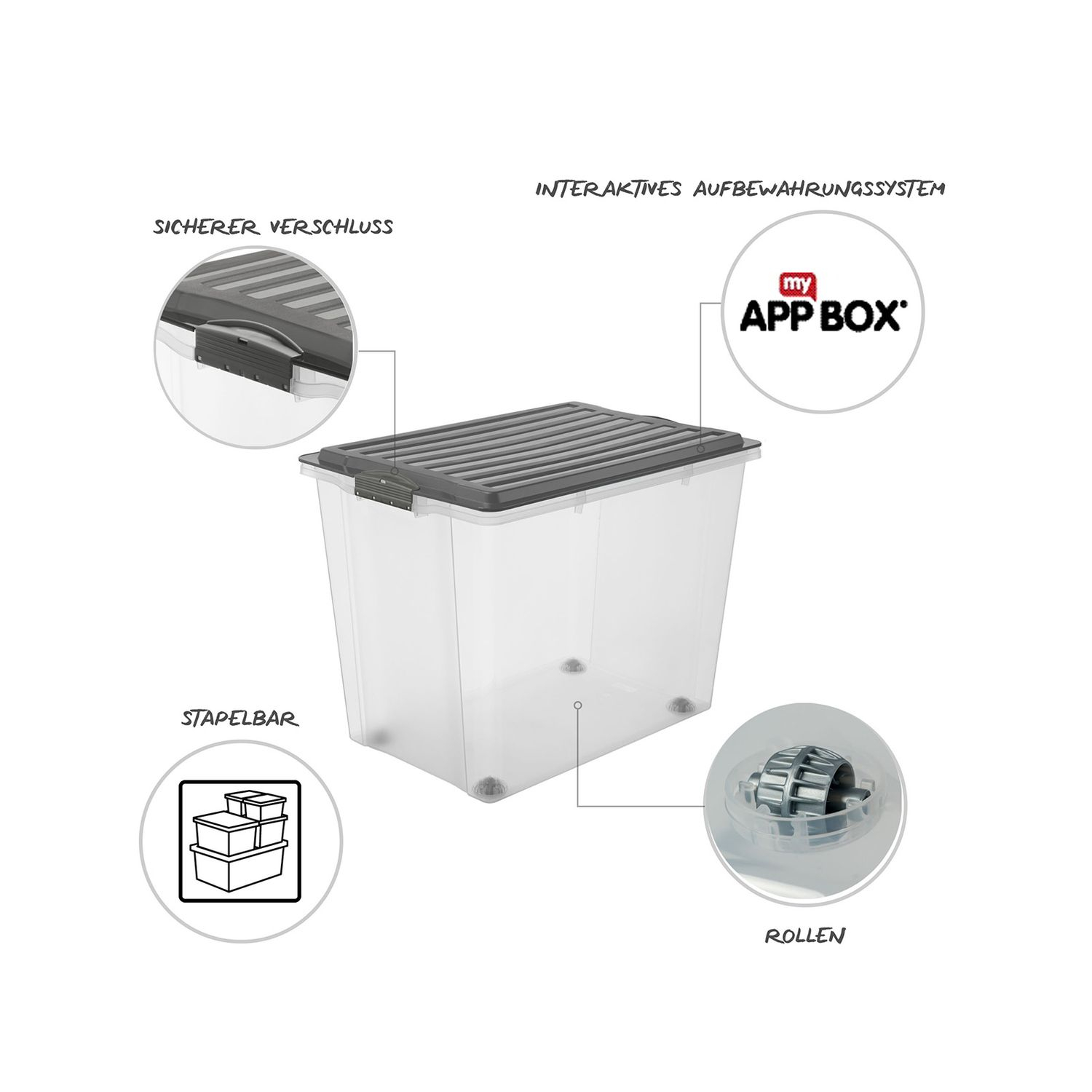(70l) COMPACT A4 Stapelbox Organizer mit Rollen Aufbewahrungs Behälter (1164908812)
