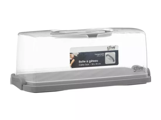 Boîte à cake en plastique - Gris/Transparent - L 36 x P 13,3 cm