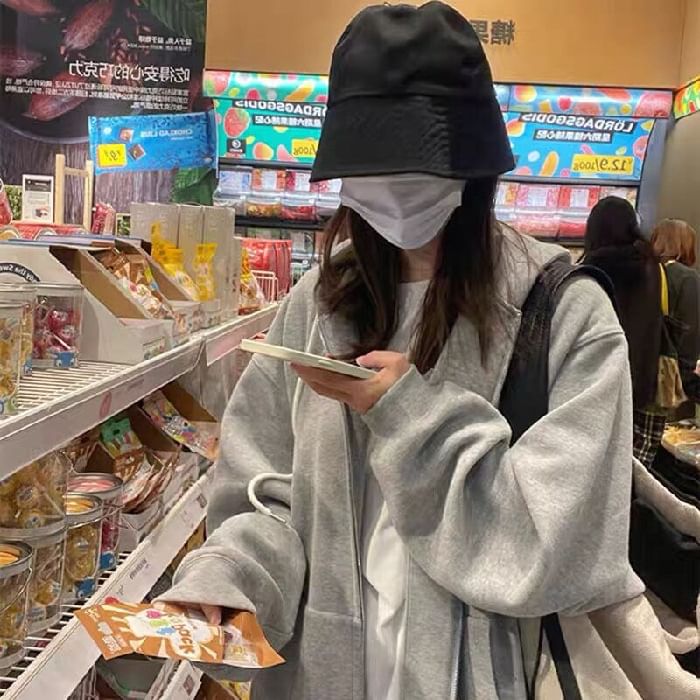 INEN - Effen oversized hoodie met rits