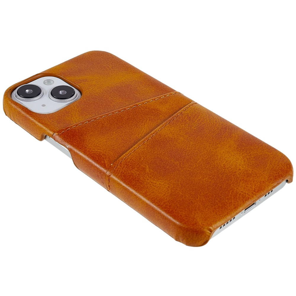 iPhone 14 Leder Hülle Snap Case   Kartenfach - Hellbraun