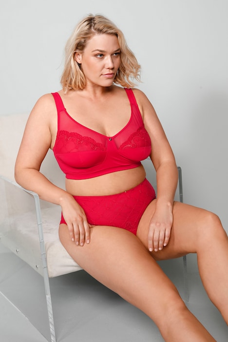 Panty, bestickte Tüll-Vorderseite, Mesh