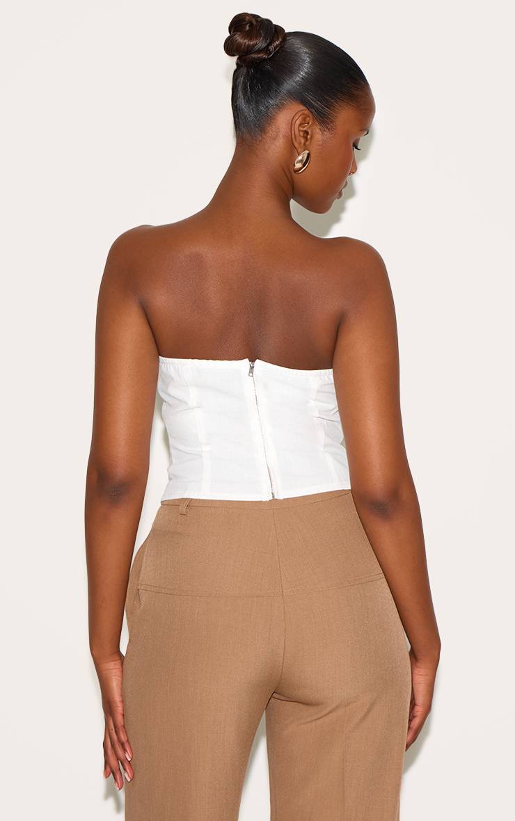 Blanc Corset À Baleines En Mélange De Lin
