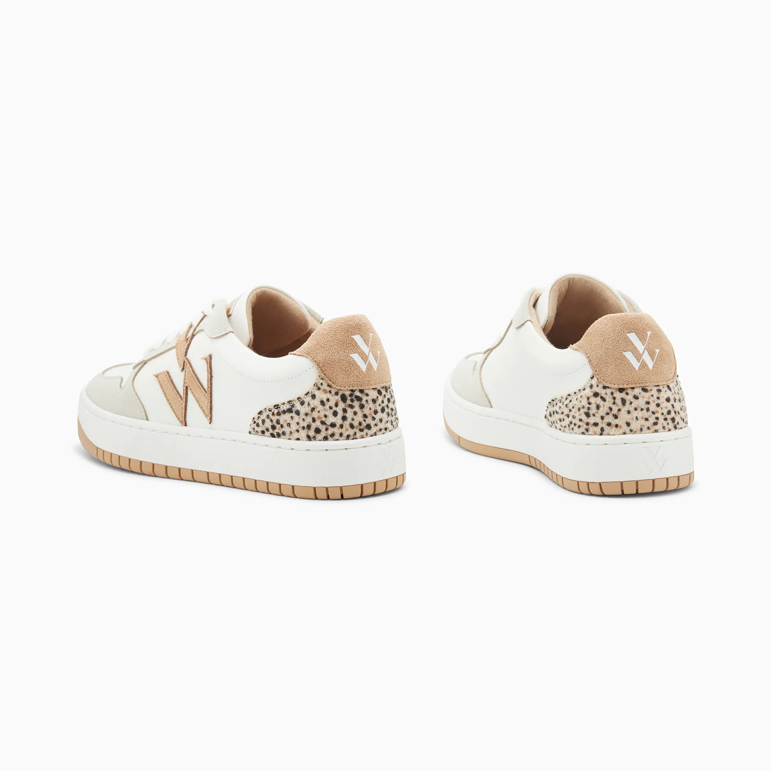 Sneakers-Baskets monogramme Esmée blanc et beige