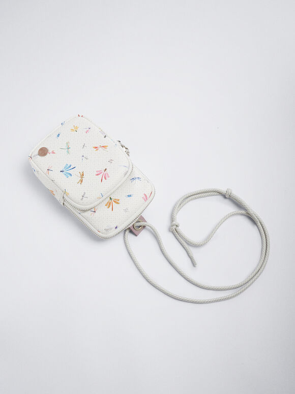 Bolsa para celular com estampa de libélula - Crua