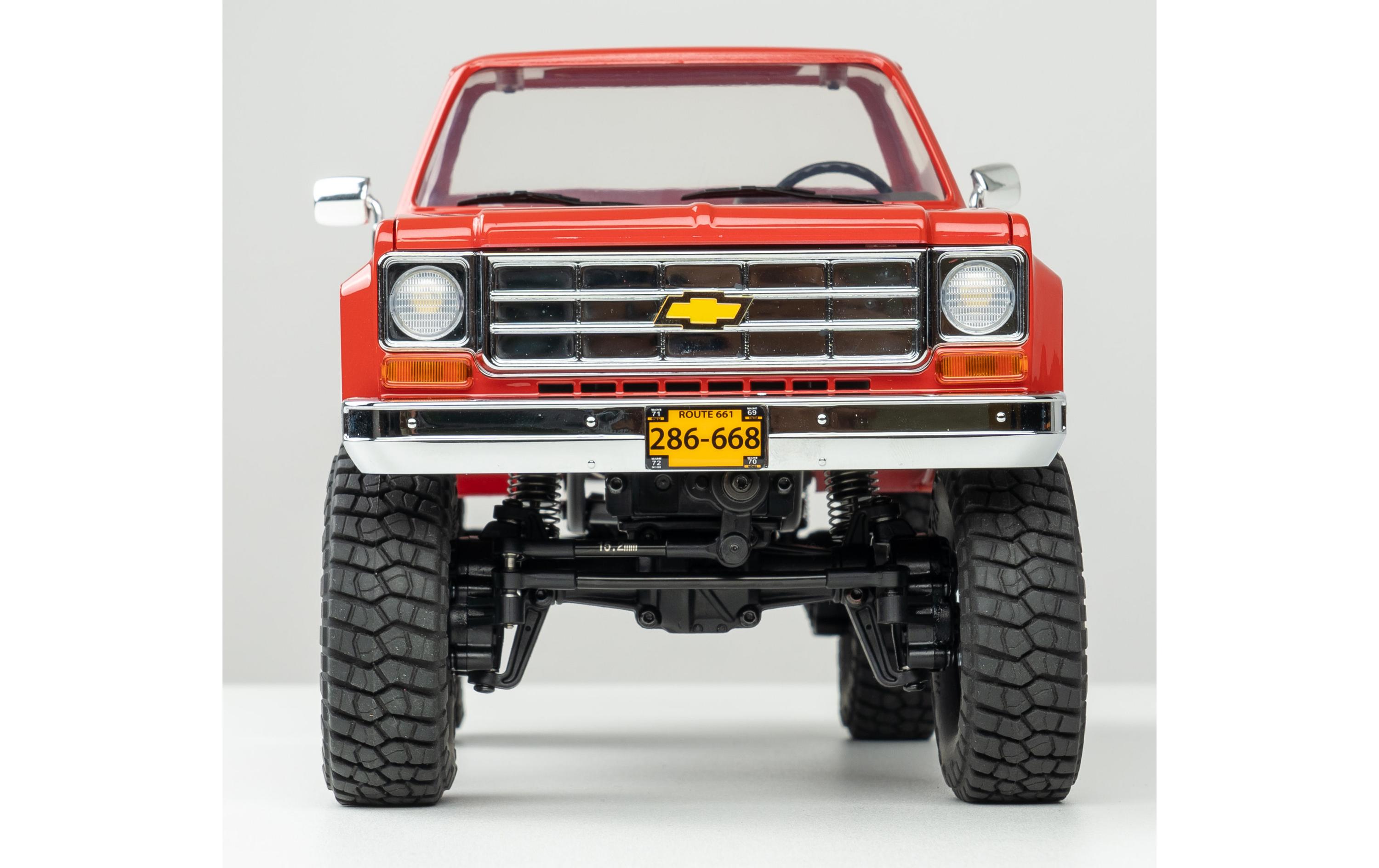 Scale Crawler FCX18 Chevrolet K10 Rot, RTR, 1:18<br>Mini Rock Crawler mit detaillierter Chevy K10 Pick-Up Karosserie und 2-Gang Getriebe
