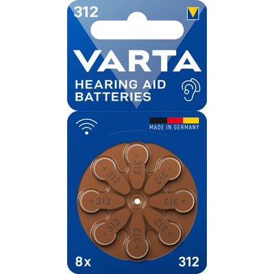 VARTA - Lot de 8 piles auditives ZA312/PR41 - 160 mAh
