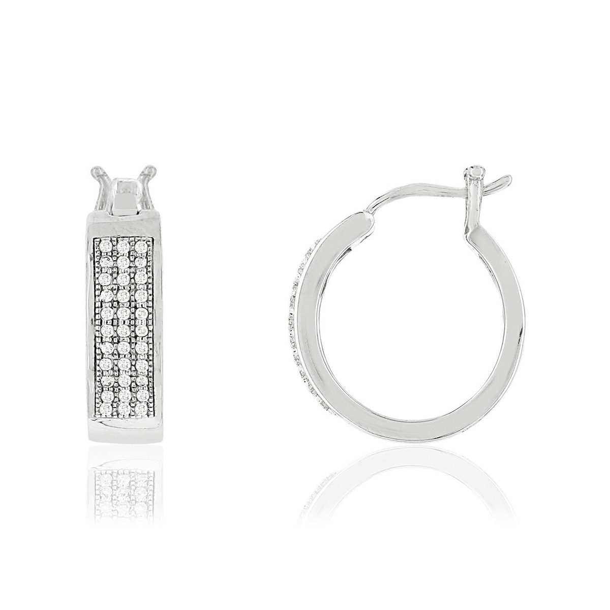 Créoles or blanc 750 diamants