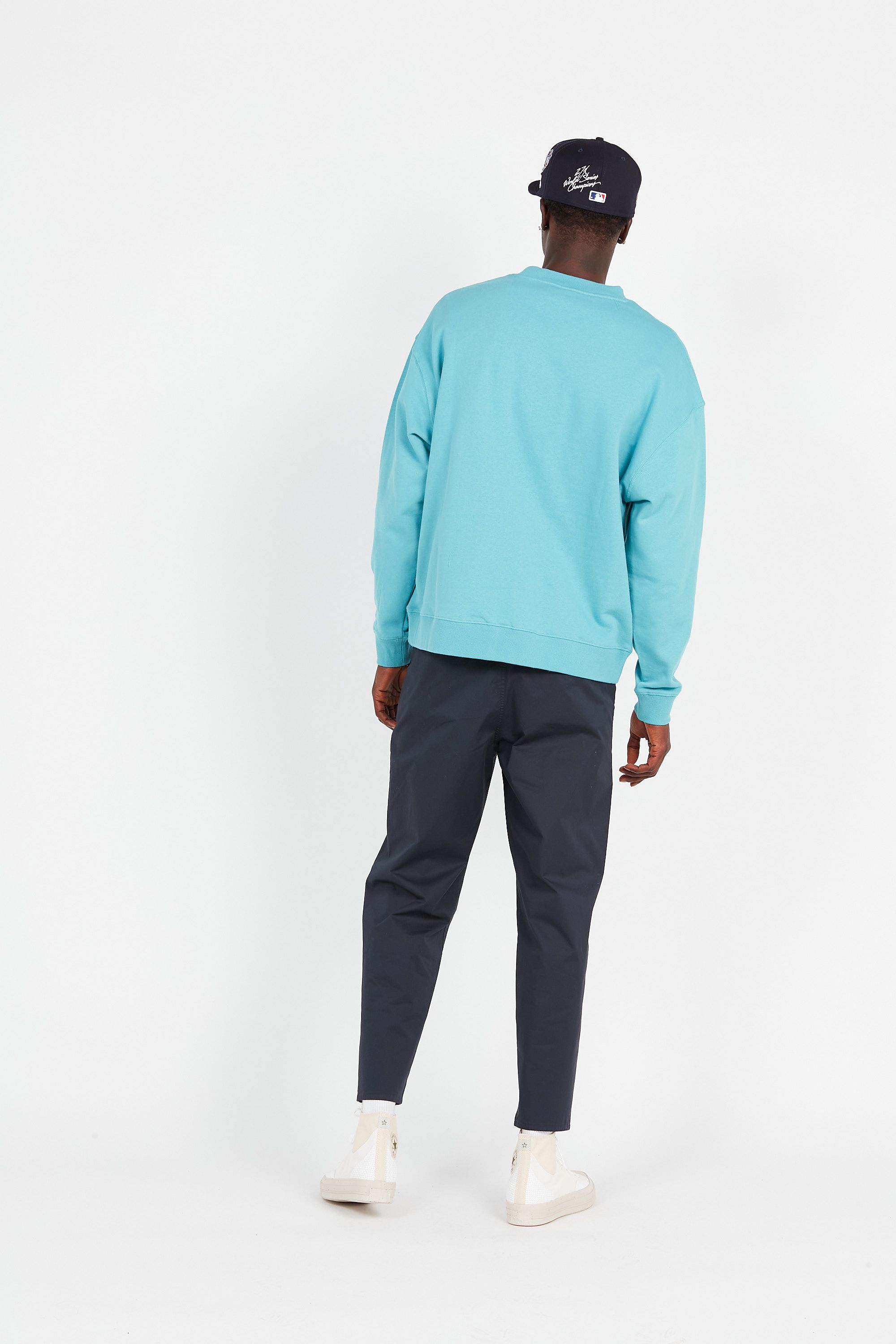 FARAH Pantalon droit en coton biologique HAWTIN STR PAPER Bleu