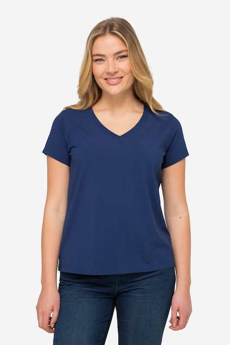 T-Shirt, kleiner Knoten Print, V-Ausschnitt, Halbarm, OEKO-TEX MIG