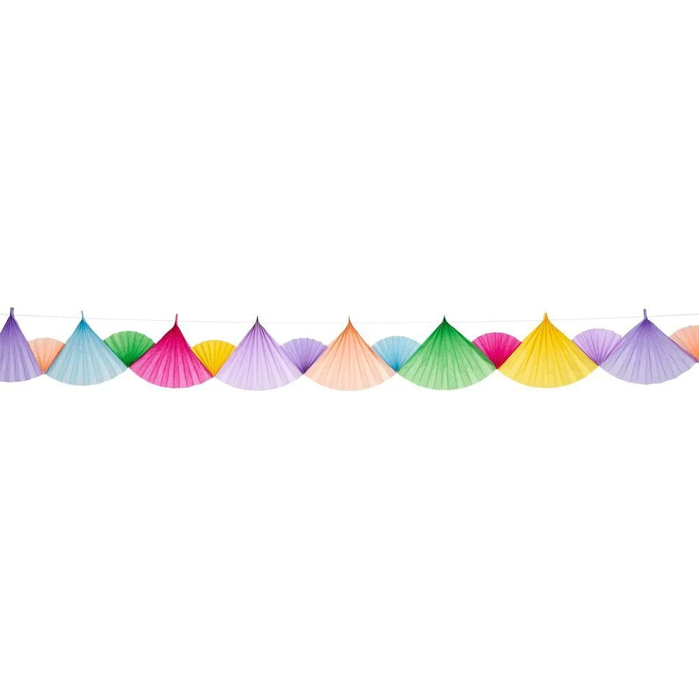 Guirlande éventail papier de soie thème fée licorne 6m