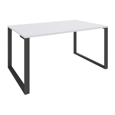 Bureau droit LOFTER - L160 cm - Plateau Blanc - pied Carbone