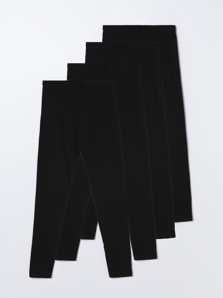 Conjunto com 4 Leggings Compridas Básicas - Pretas