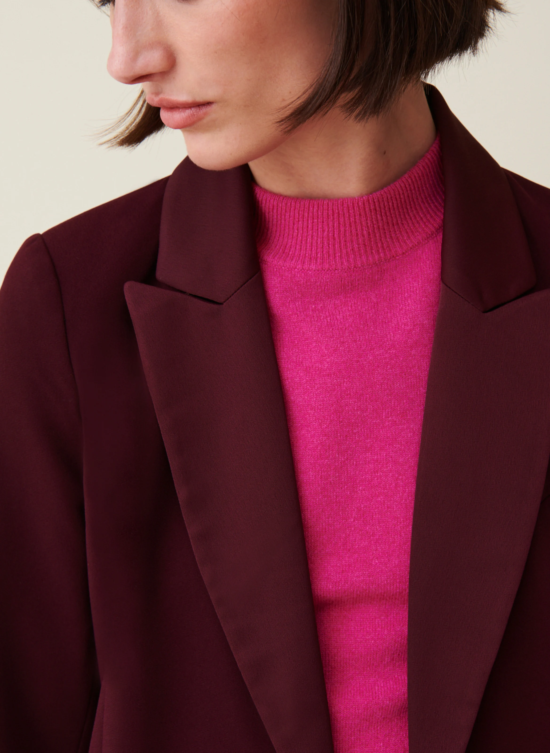 Veste de tailleur droite ceinturée | Rouge