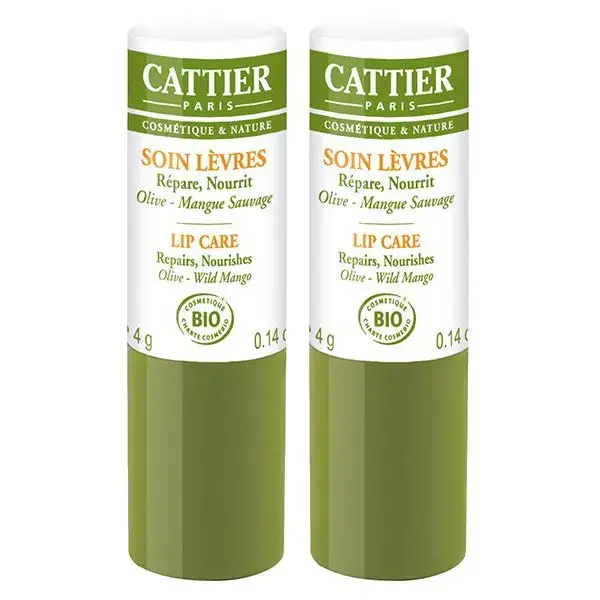 Kit de Cuidado Labial Nutritivo Orgânico Cattier com 2 unidades de 4g