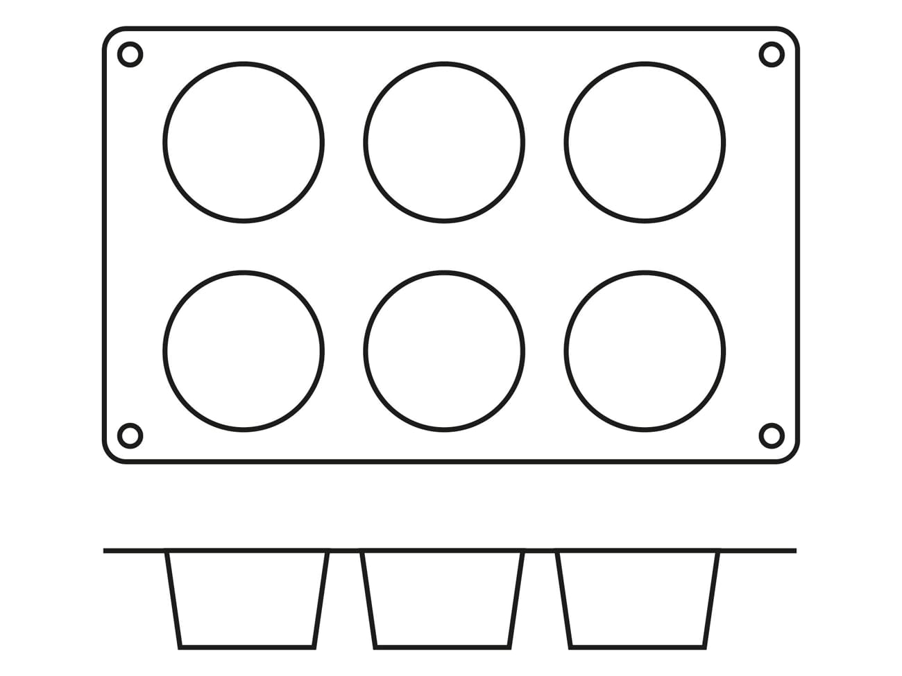 Moule silicone Silicon Flex - 6 muffins Ø 6,8 cm - 30 x 17,5 cm - Silikomart