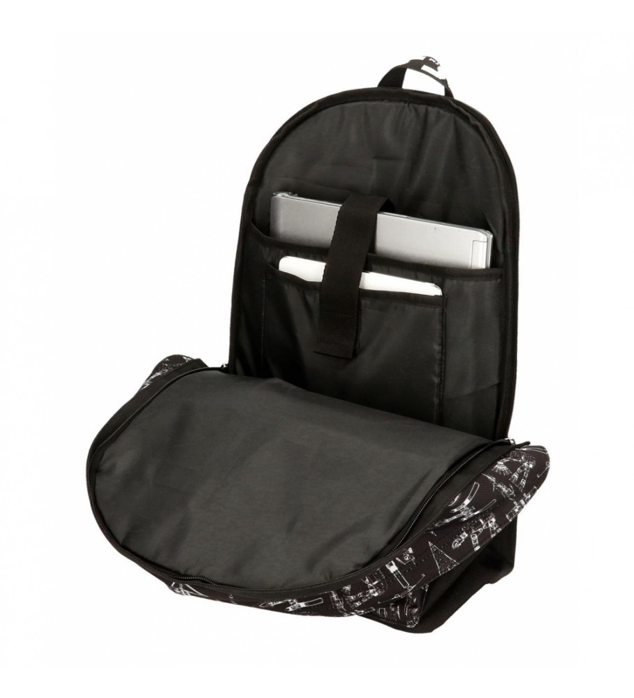 Mochila escolar Joumma Bags Star Wars Space Mission de 44 cm com compartimento para laptop e rodinhas, preta.