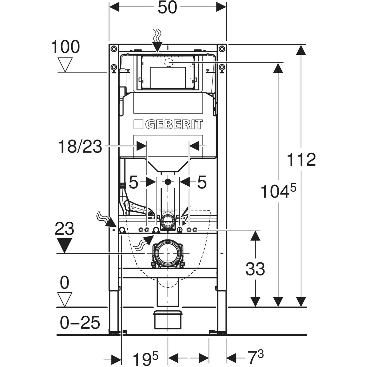 Geberit Duofix UP320 WC-element met Sigma reservoir 12cm incl geluidsisolatieset H112cm