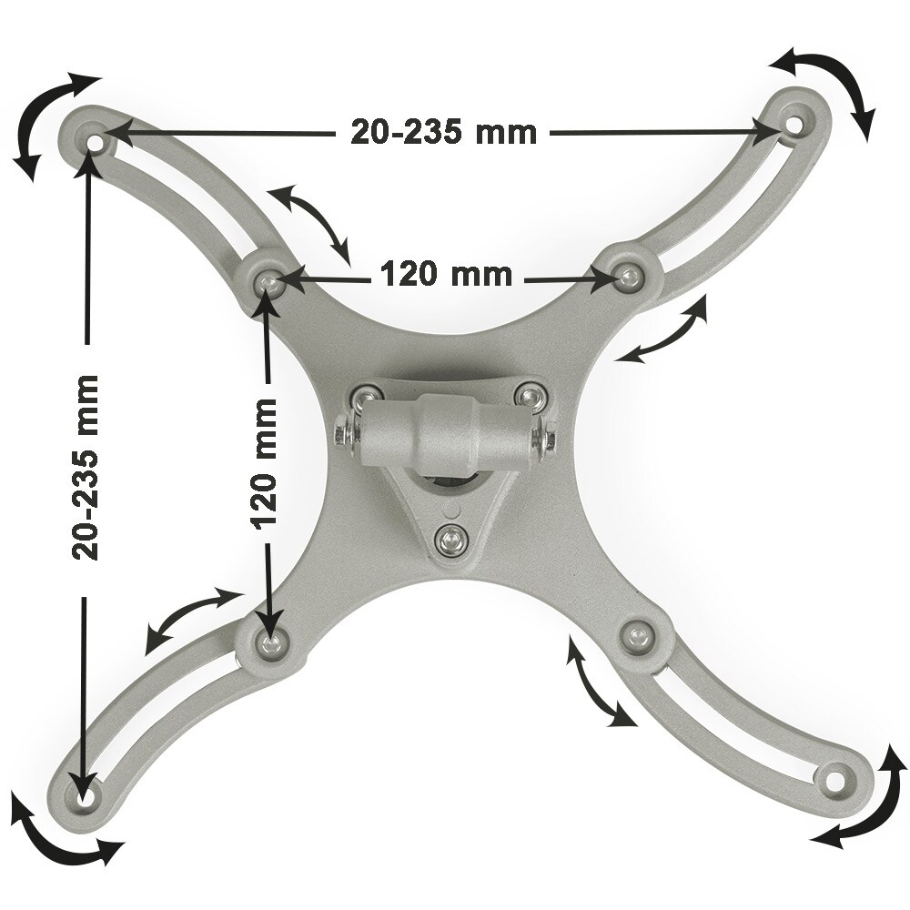 tectake® Universal Beamer-Deckenhalterung, aus Aluminium, Belastbarkeit 30 kg, Lochabstände 120 - 235 mm