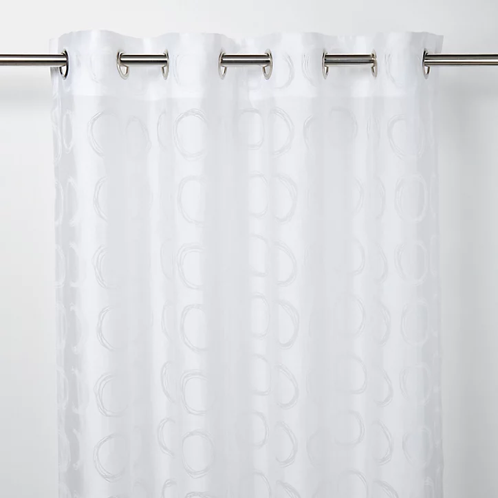Voilage GoodHome Succusa blanc à points l.140 x H.260 cm