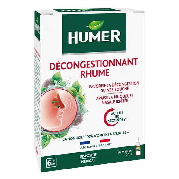 Spray nasal descongestionante para resfriado Humer, para maiores de 12 anos, 20ml