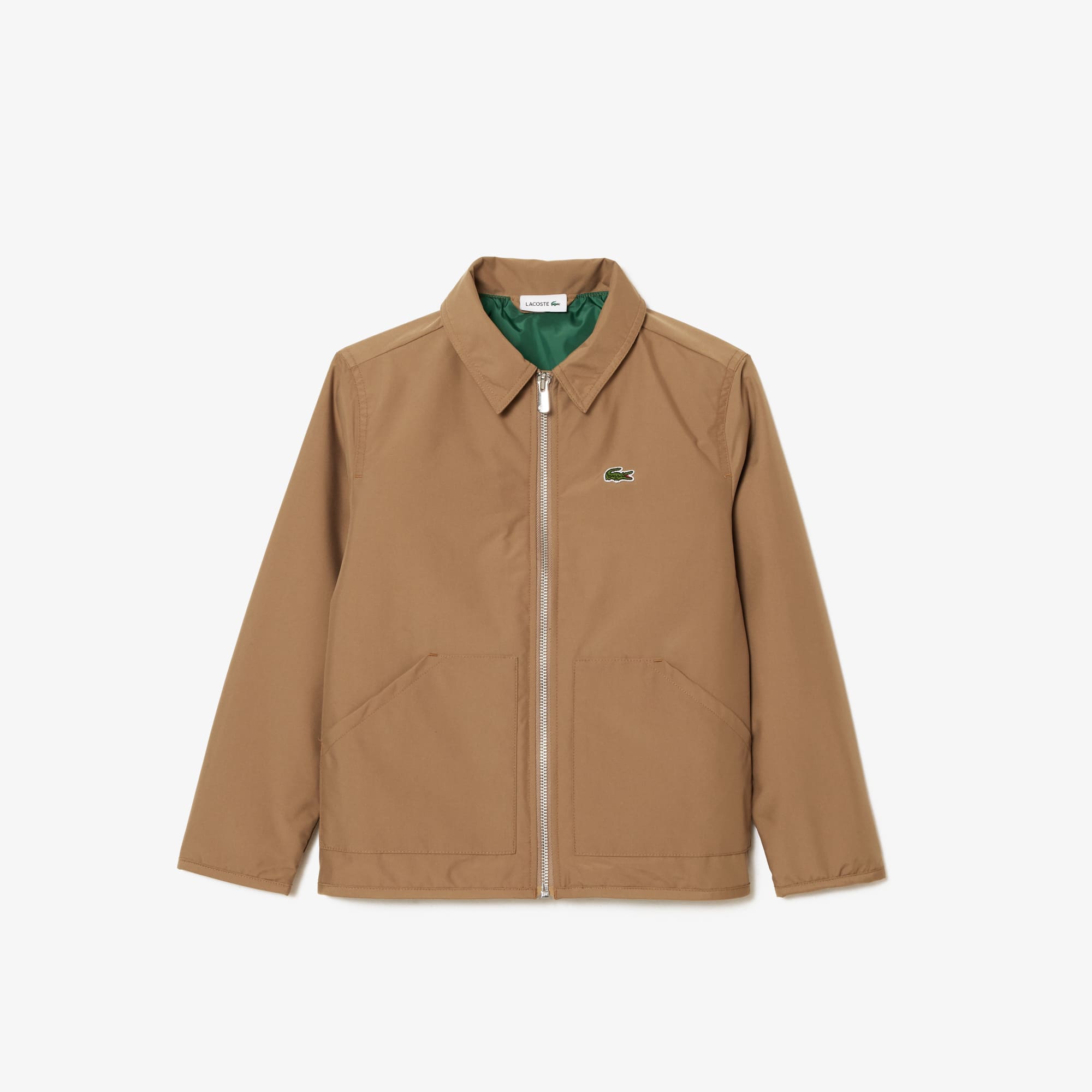 Veste zippée avec poches plaquées en taffetas Manteaux & Blousons - Marron - Lacoste - Garçon
