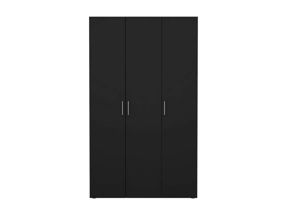Garde-robe 3 portes Drivier, Meubles de chambre, Penderie de plain-pied, Placard à vêtements, 118x50 h201 cm, Noir