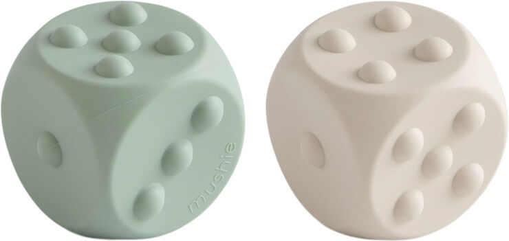 Mushie Mushie terning sanselegetøj i 2-pak - Dice Press Cambridge Blue/Shifti Cambridge blue/shifting sand