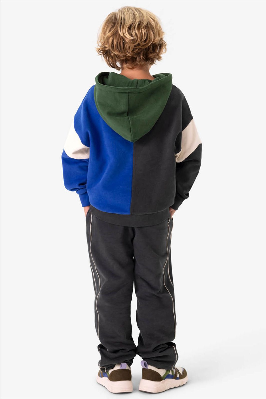 Oversized colourblock hoodie met artwork