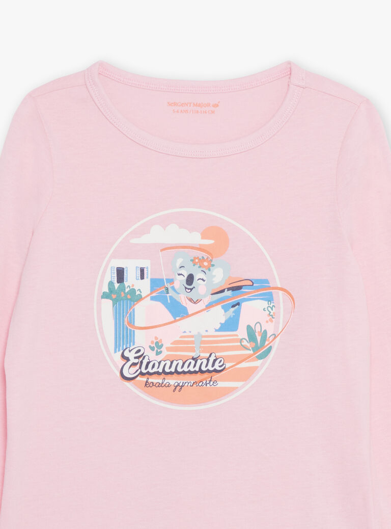 Pyjama deux pièces rose pâle en coton avec cape tête de koala