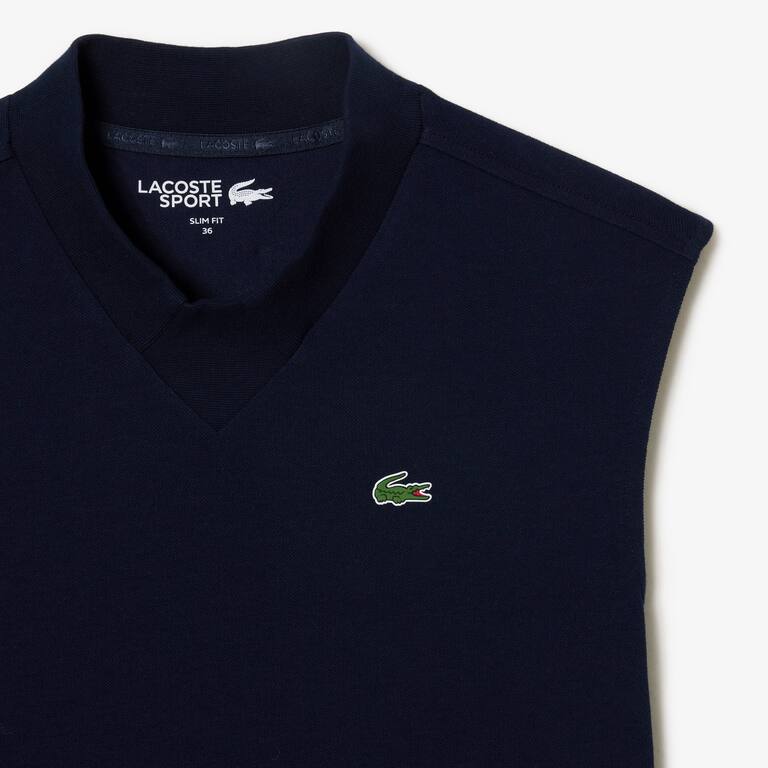 Polo sans manche femme Golf Lacoste SPORT ultra-dry en coton biologique Manches Courtes - Bleu - Lacoste - Femme