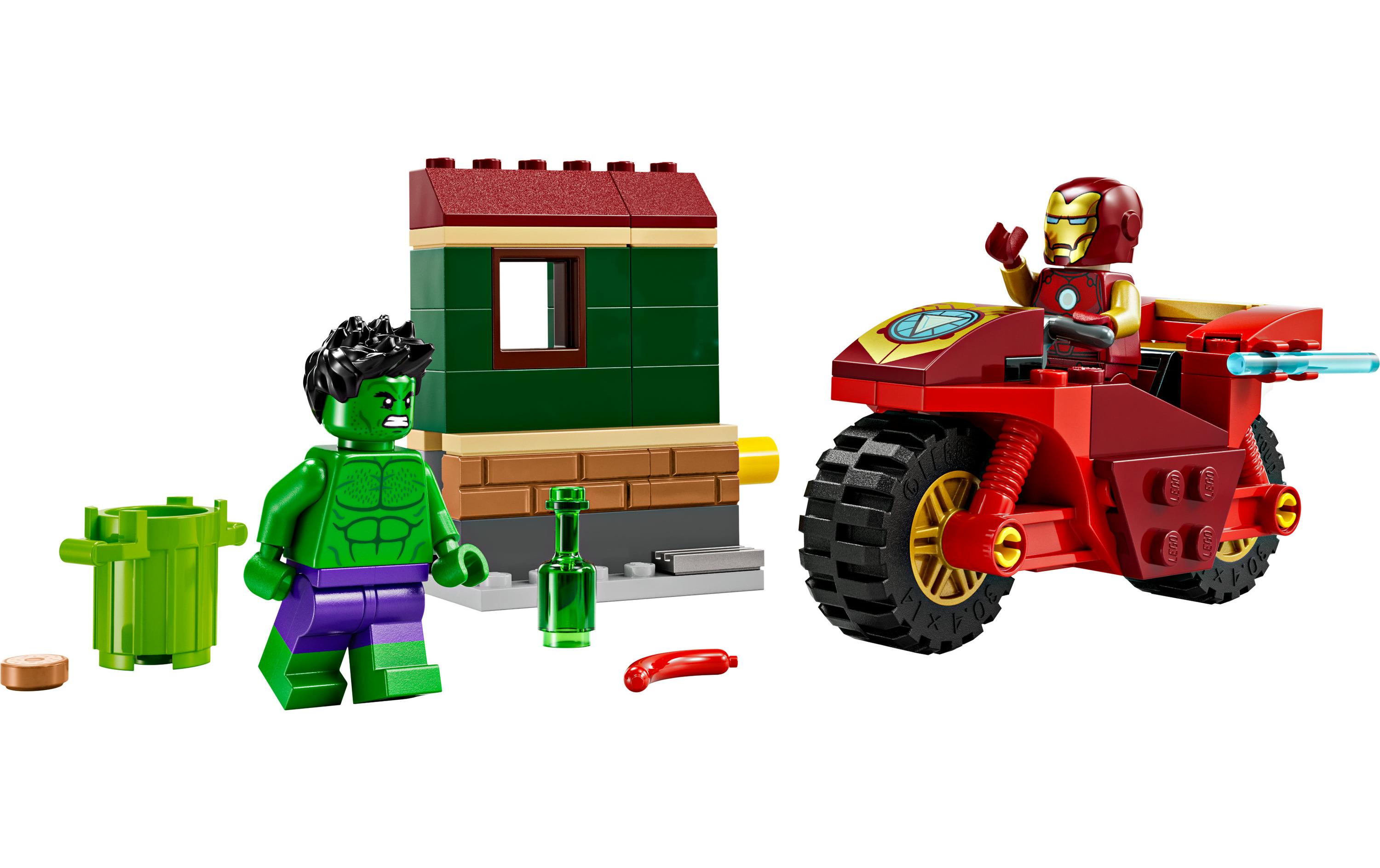 Marvel Iron Man mit Bike und der Hulk 76287Abenteuer-Spielset mit Minifiguren