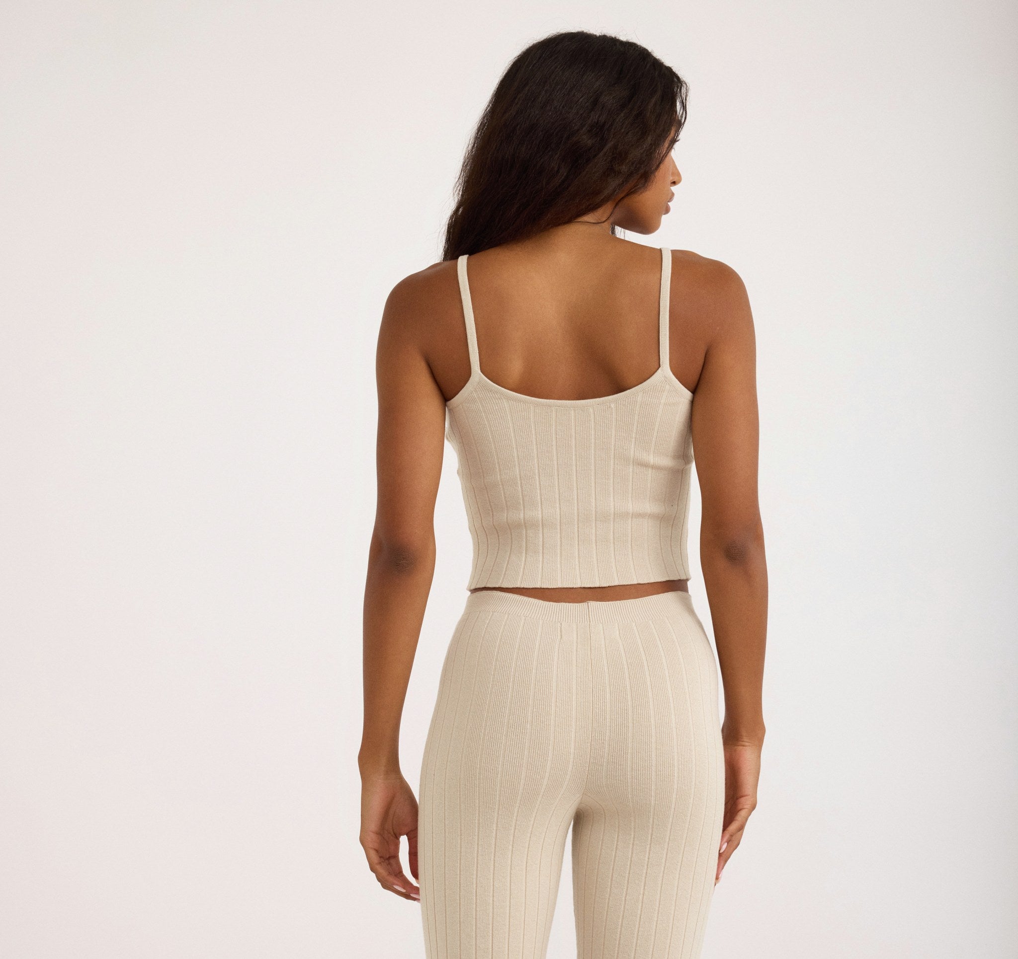 COTTON<br>Soft Knit Rib Flare Pants