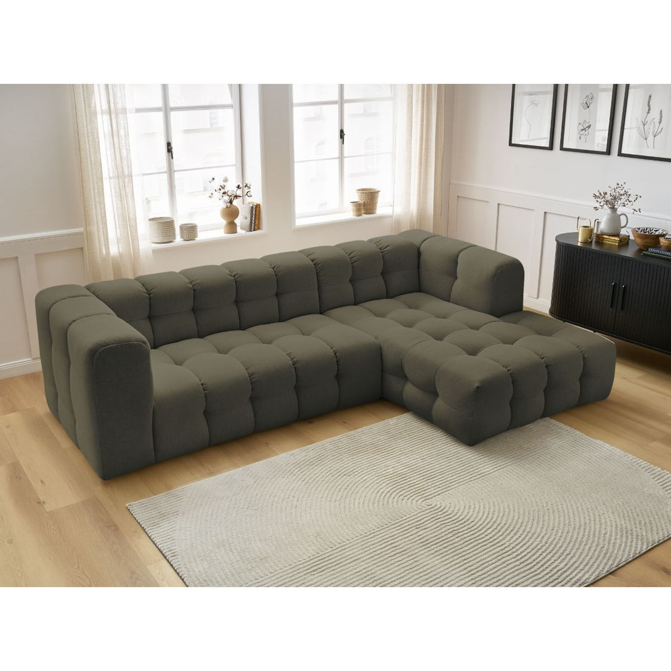 Bobochic Canapé d'angle droit cloud vert - 288x184x75 cm